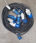 5 x 16amp 1 phase extension cables 5m