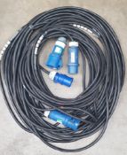 2 x 32amp 1 phase extension cables 25m