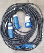 3 x 32amp 1 phase extension cables 10m