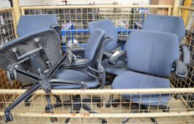 6x Navy Office Chairs on Castors.