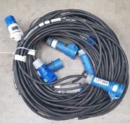 4 x 16amp 1 phase extension cables 15m