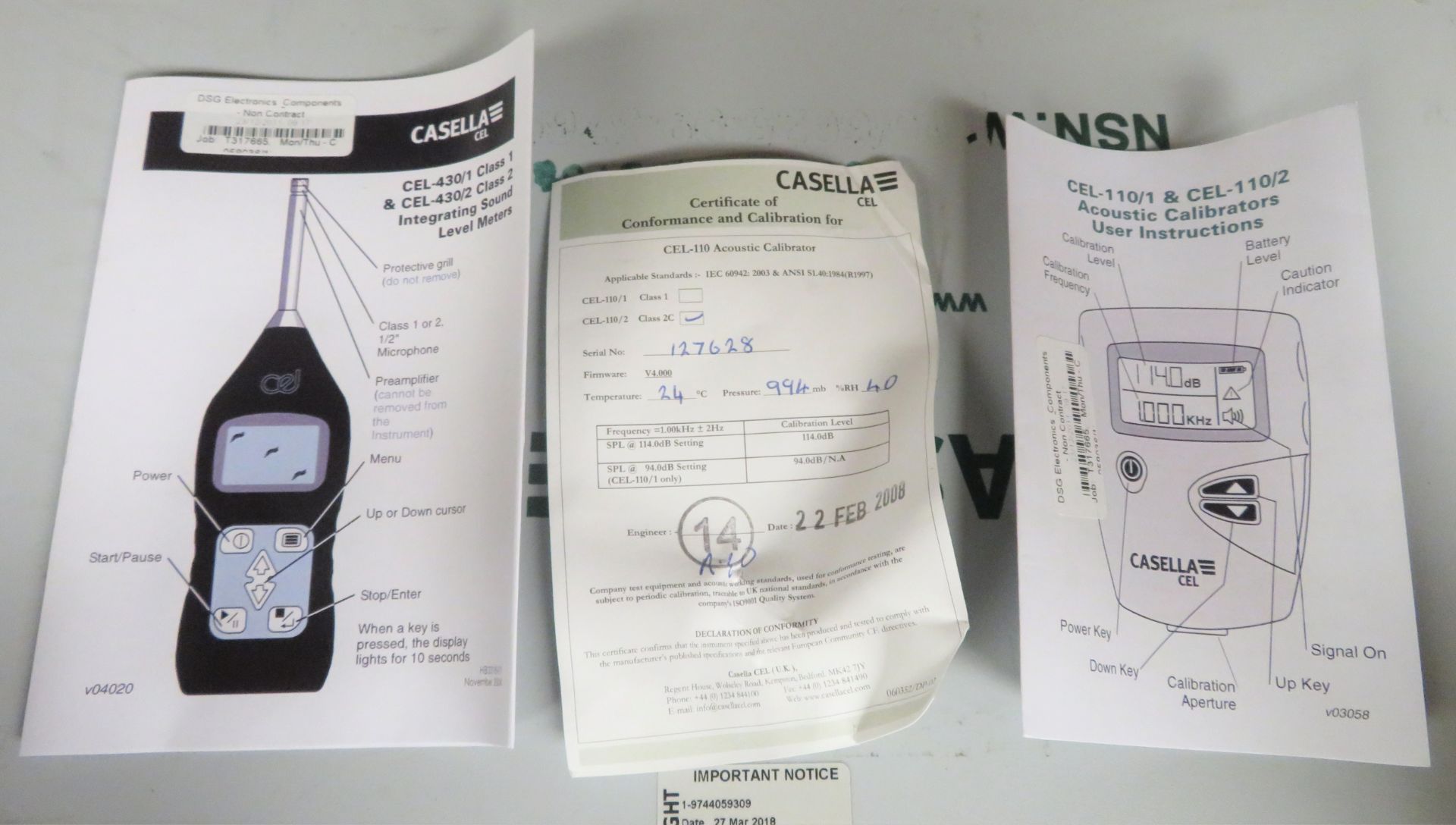 Casella Cel 110/1 & CEL 110/2 Acoustic Calibrators. - Image 3 of 3