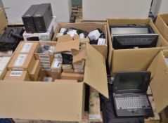 Monitors, Compaq Armada Laptop, 2 pin AC chargers, RS Battery chargers. Trust UPS units, C