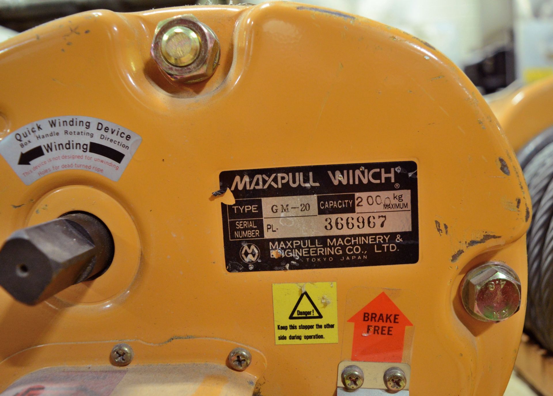 MaxPull hand winch type GM-20 - Capacity - 2000kg with cable - NO HANDLE - Image 3 of 3