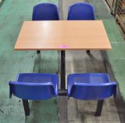 4 Blue Chair & Wood Effect School Modular Table Set