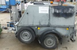 Karcher trailered pressure washer HDS 1000DE unit with tank & diesel engine - missing pump