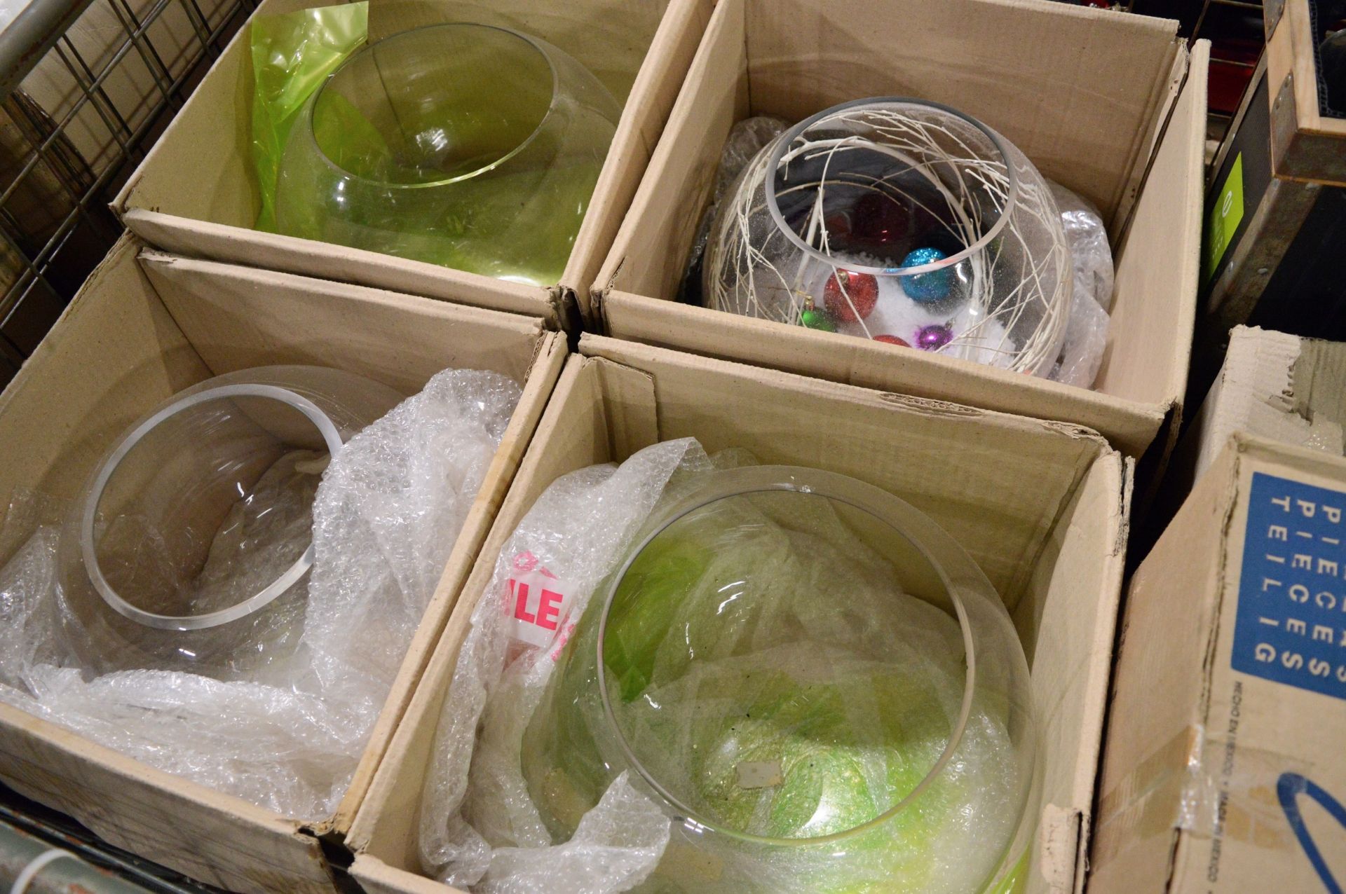 Giant FIsh Bowl, Glass Ware and Glass Bowl Ornament Assortment - Image 3 of 4