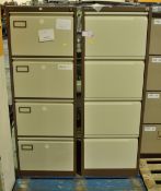 2x Filing Cabinets 4 Drawer - L 470 x W 620 X H 1320mm