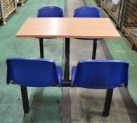 4 Blue Chair & Wood Effect School Modular Table Set