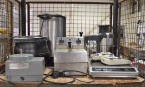 Kitchen Appliance Assortment inc. Ceramic Hob, Fryer, Robot Coupe (Not Working), Water Boi