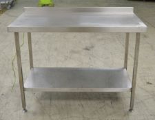 Stainless Steel Preparation Table with Bottom Shelf - L1200 x W600 x H930mm