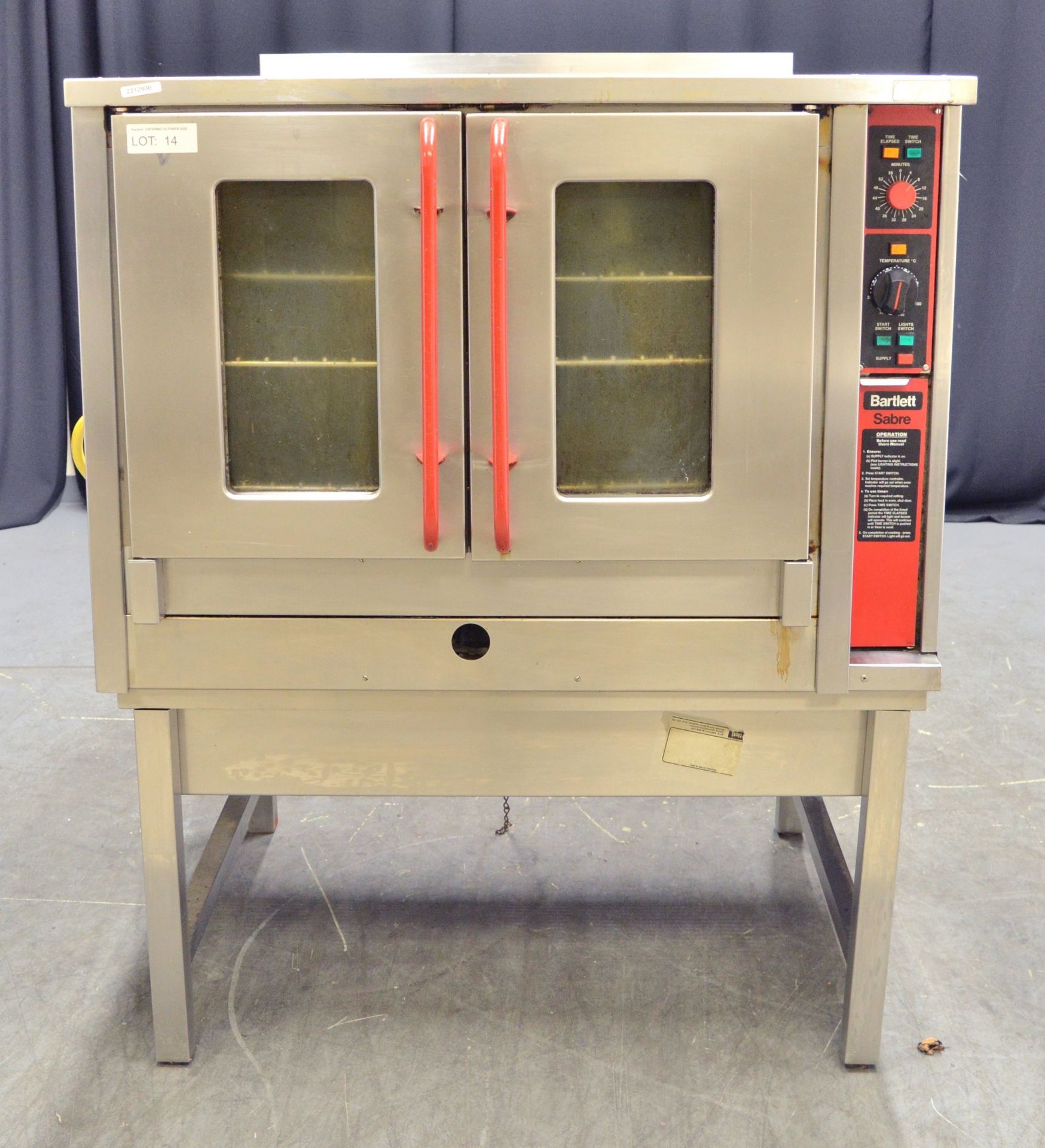 Bartlett Sabre Gas Convection Oven on Stainless Steel Unit- L1150 x W980 x H1450mm