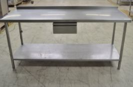 Stainless Steel Preparation Table with Single Drawer & Bottom Shelf - L1800 x W650 x H840m