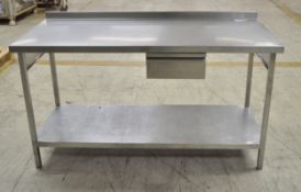 Stainless Steel Preparation Table with Single Drawer & Bottom Shelf - L1500 x W650 x H890m