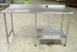 Stainless Steel Preparation Table with Half Bottom Shelf - L1550 x W650 x H910mm