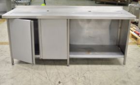 Stainless Steel Table with Top Drainer and 2 Door Cupboard - L2100 x W700 x H960mm