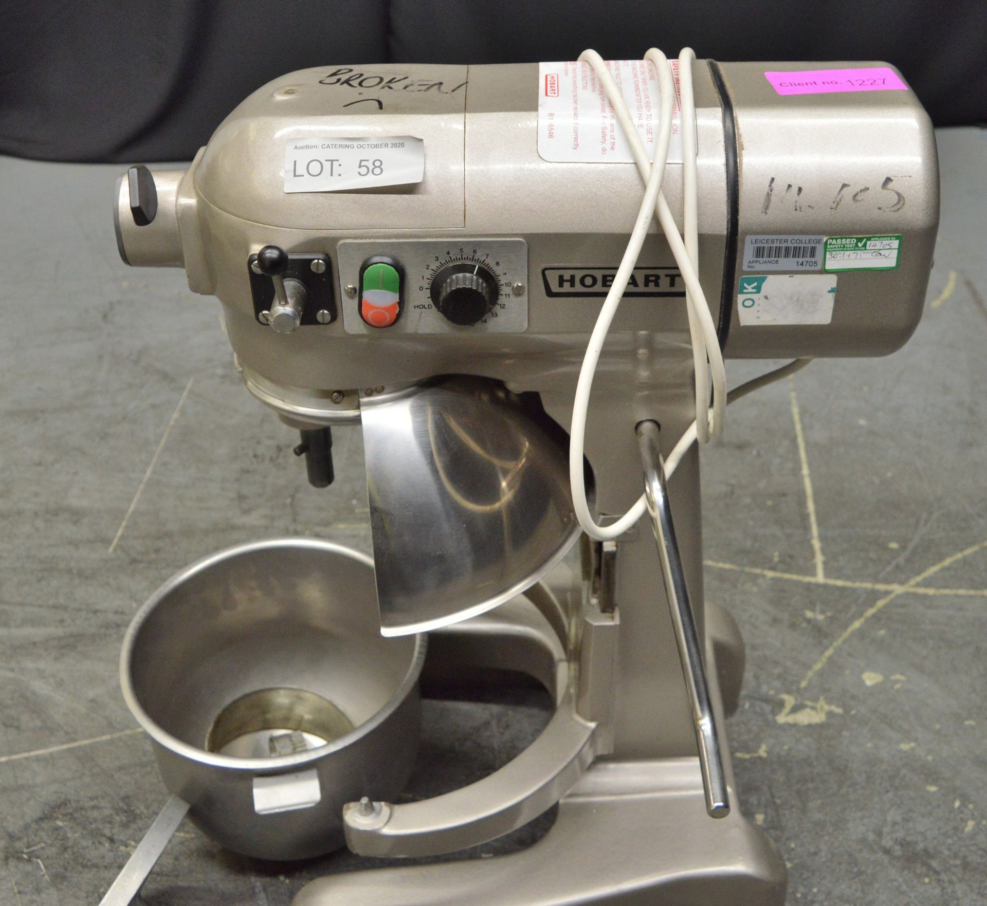 Hobart A200N Electric Mixer with Attachments (For Spares & Repairs)- 240v Single Phase - Image 5 of 5