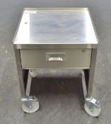 Stainless Steel Wheeled Tray with Draw - L510 x W490 x H 650mm