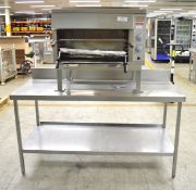 Stainless Steel Table with Bottom Shelf & Dual Gas Burner Grill - L1600 x W700 x H960mm (H