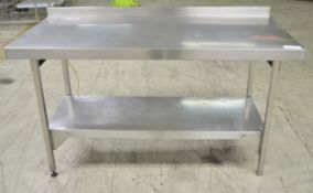 Stainless Steel Preparation Table with Bottom Shelf - L1500 x W650 x H930mm