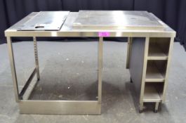 Stainless Steel Preparation Table with Waste Bin Opening & 3 Storage Compartments - L1460