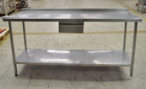 Stainless Steel Preparation Table with Single Drawer & Bottom Shelf - L1800 x W650 x H920m
