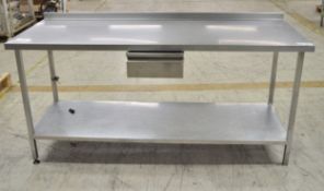 Stainless Steel Preparation Table with Single Drawer & Bottom Shelf - L1800 x W650 x H900m