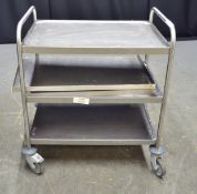 Stainless Steel 3 Tier Serving Trolley with Spare Shelf - L820 x W530 x H960mm