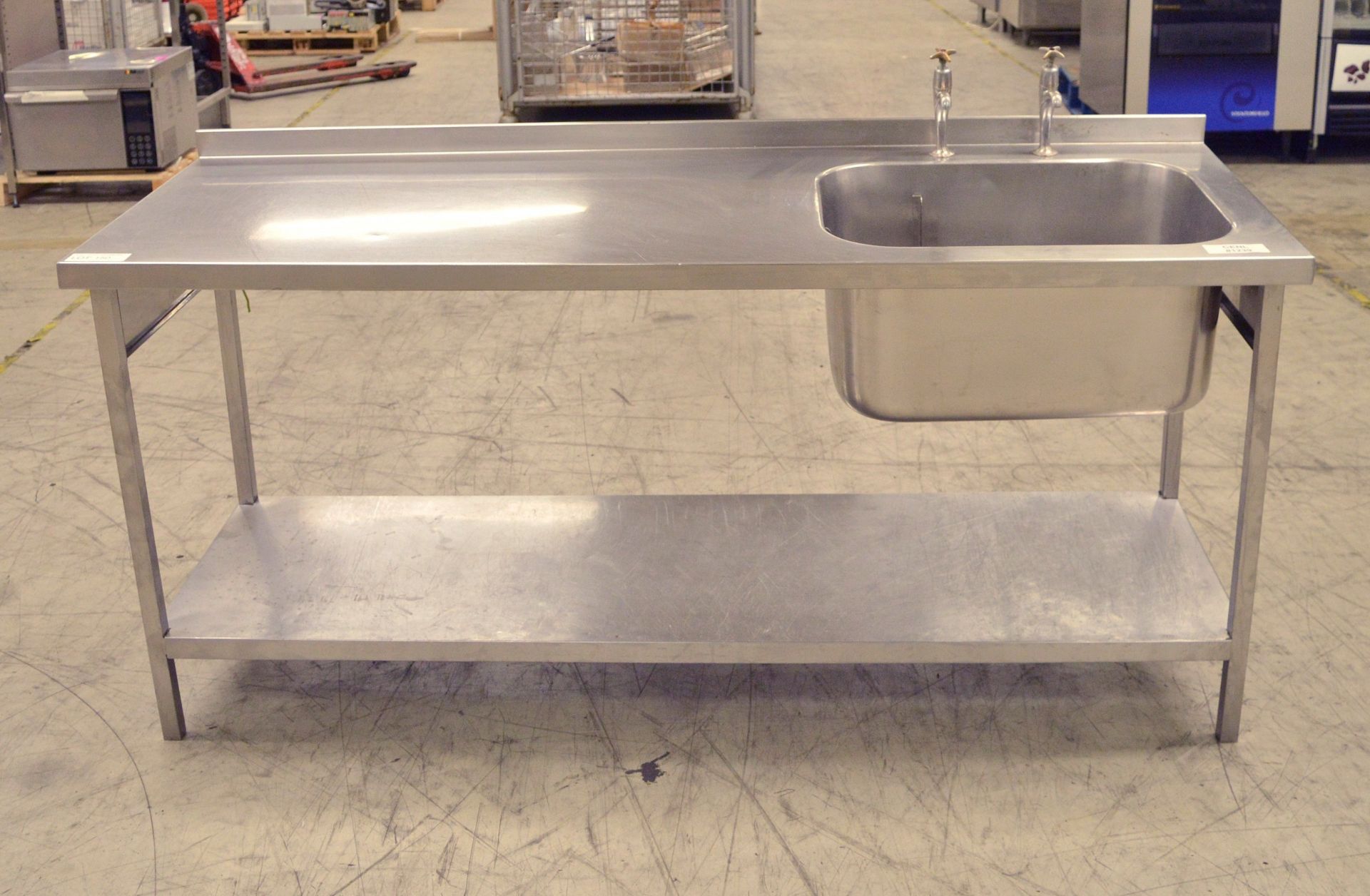 Stainless Steel Single Sink & Counter Table with Single Taps - L1800 x W660 x H900mm