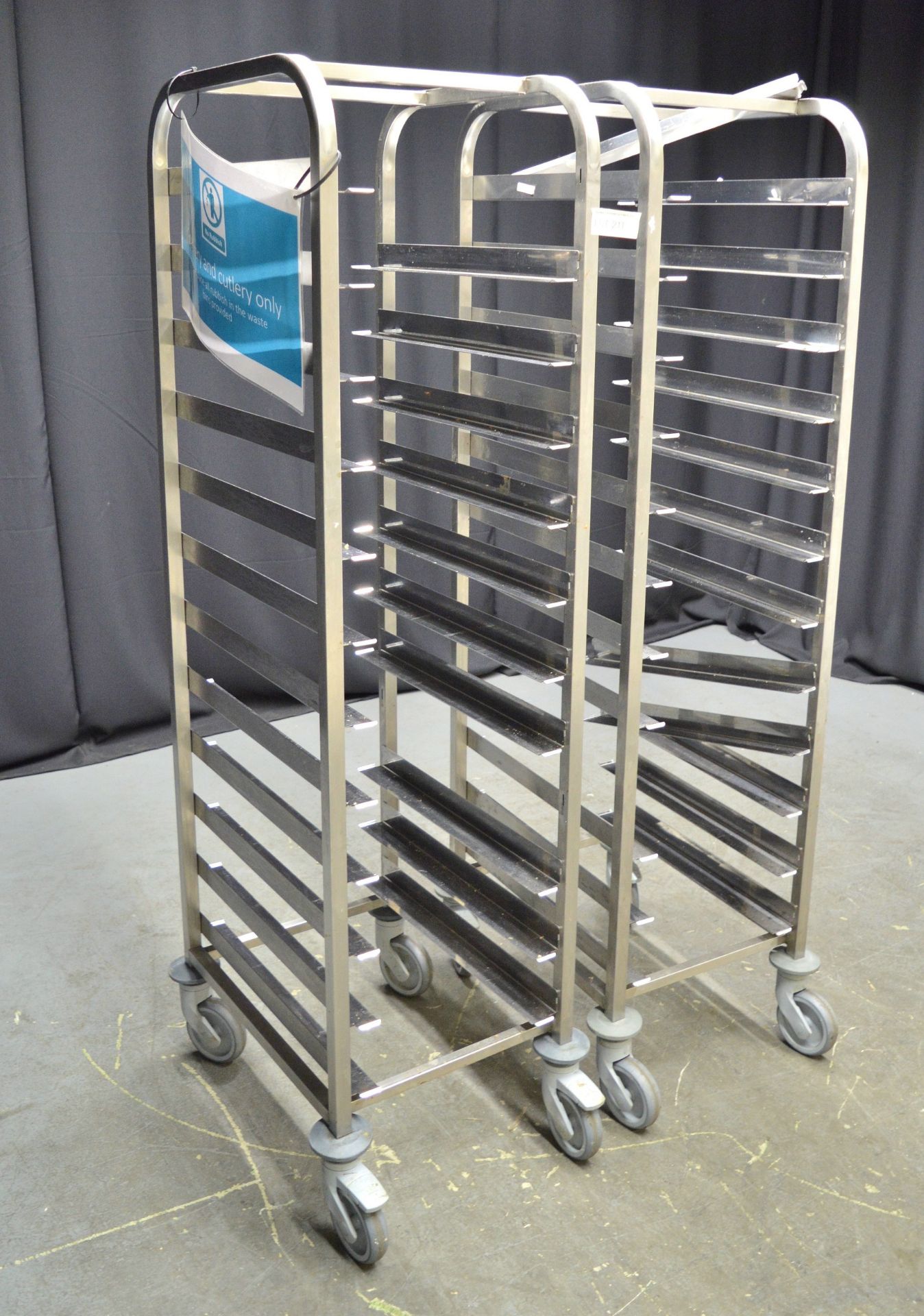 2x Stainless Steel 12 Shelf Tray Trolley - L430 x W570 x H1680mm - Image 2 of 3