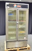 True Refrigeration HP1/2 Double Glass Door Display Refrigerator (Pepsi Max Branded) - 230v