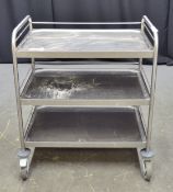 Stainless Steel 3 Tier Serving Trolley - L820 x W530 x H960mm