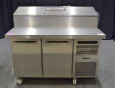 Gram Gastro K1407 2 Door Refrigerator Counter with Food Containers on Wheels - 240v Single