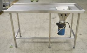 Stainless Steel Preparation Table with Waste Disposal Unit (Single Phase) - L1490 x W580 x