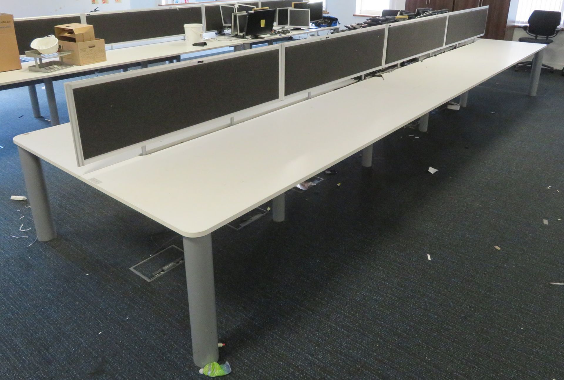 Bank Of Desks Seating 10. Dimensions: 6505x1800x745mm. (LxDxH)