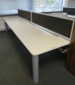 Bank Of Desks Seating 6. Dimensions: 3905x1800x745mm (LxDxH) Buyer To Dismantle And Remove