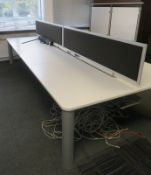 Bank Of Desks Seating 6. Dimensions: 3905x1800x745mm (LxDxH) Buyer To Dismantle And Remove