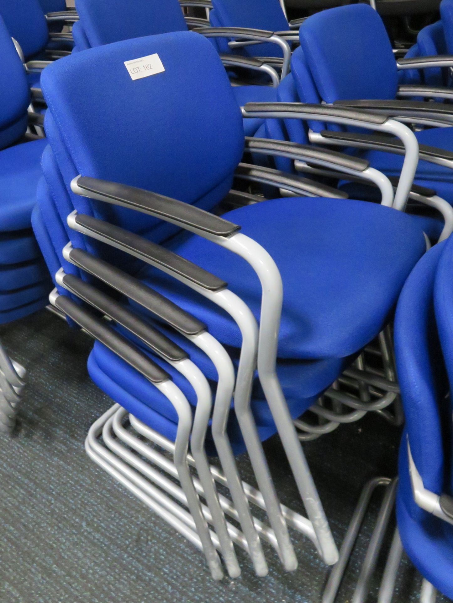 5x Blue Padded Office Chairs.