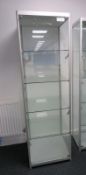 Glass Display Cabinet With Down Lights. Dimensions: 590x590x1800mm (LxDxH)