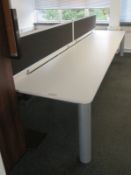 Bank Of Desks Seating 6. Dimensions: 3905x1800x745mm (LxDxH) Buyer To Dismantle And Remove