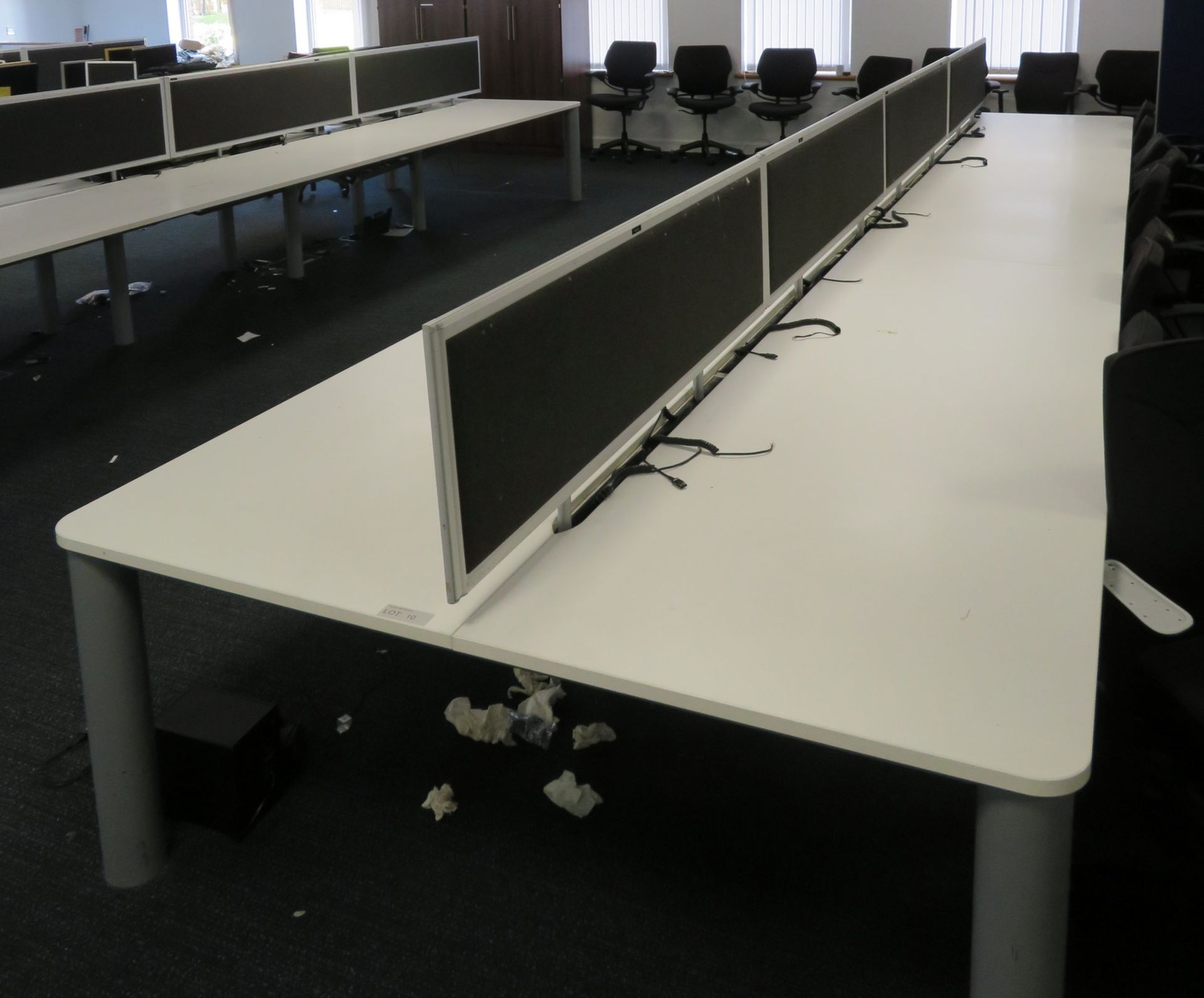 Bank Of Desks Seating 10. Dimensions: 6505x1800x745mm. (LxDxH)