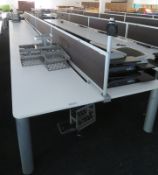 Bank Of Desks Seating 14. Dimensions: 9107x1800x745mm. (LxDxH)