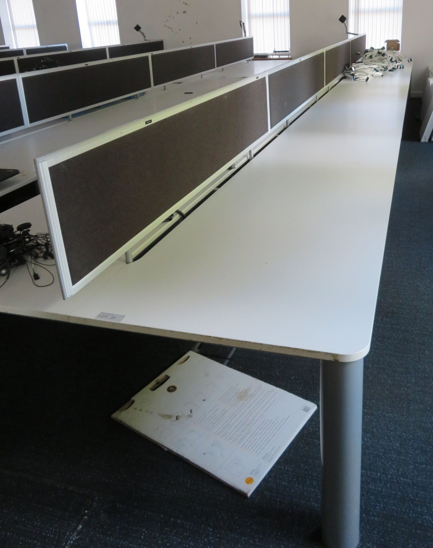 Bank Of Desks Seating 14. Dimensions: 9107x1800x745mm. (LxDxH)