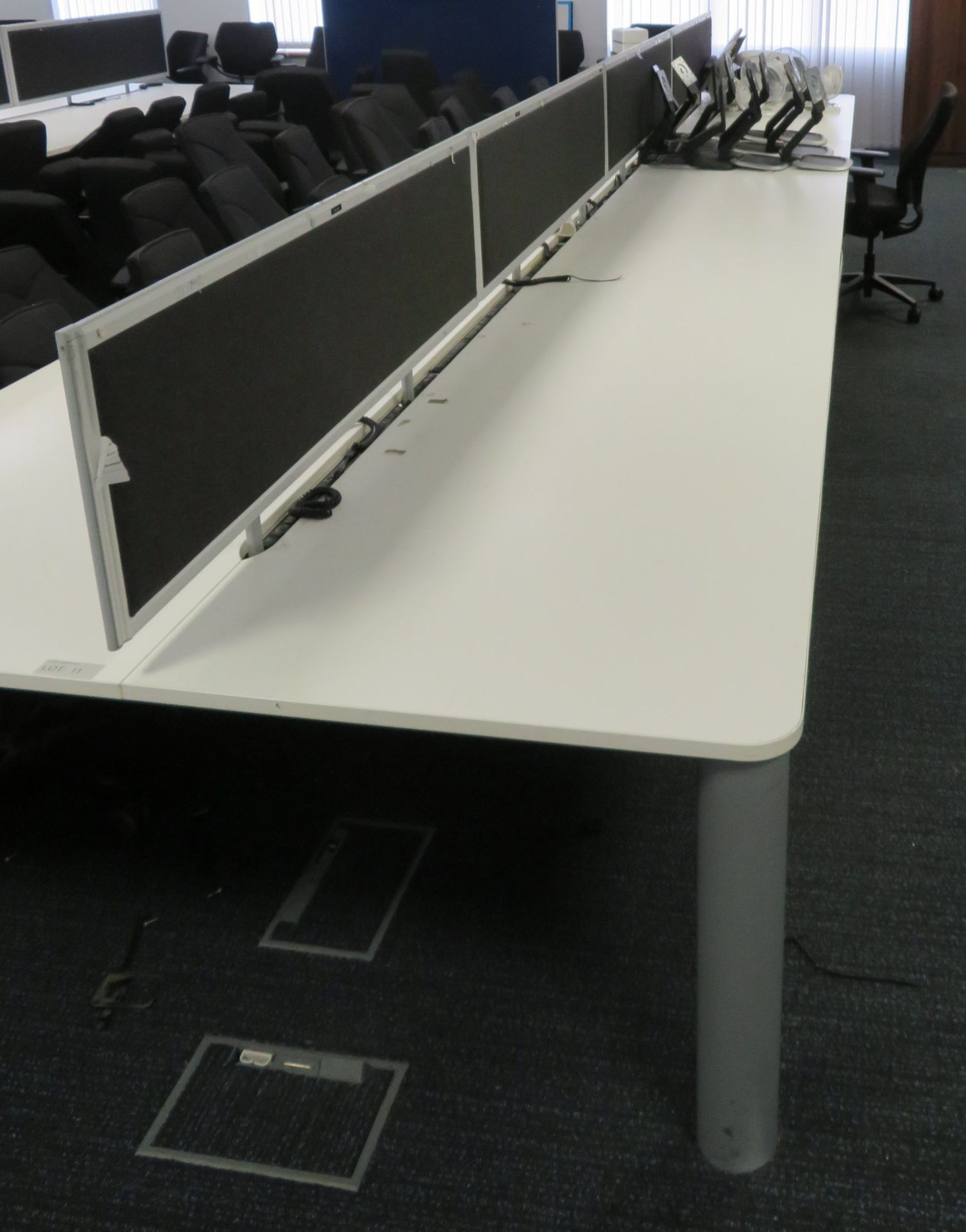 Bank Of Desks Seating 10. Dimensions: 6505x1800x745mm. (LxDxH)