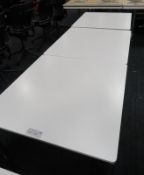 3x White Topped Square Wooden Table. Dimensions: 800x800x730mm (LxDxH)