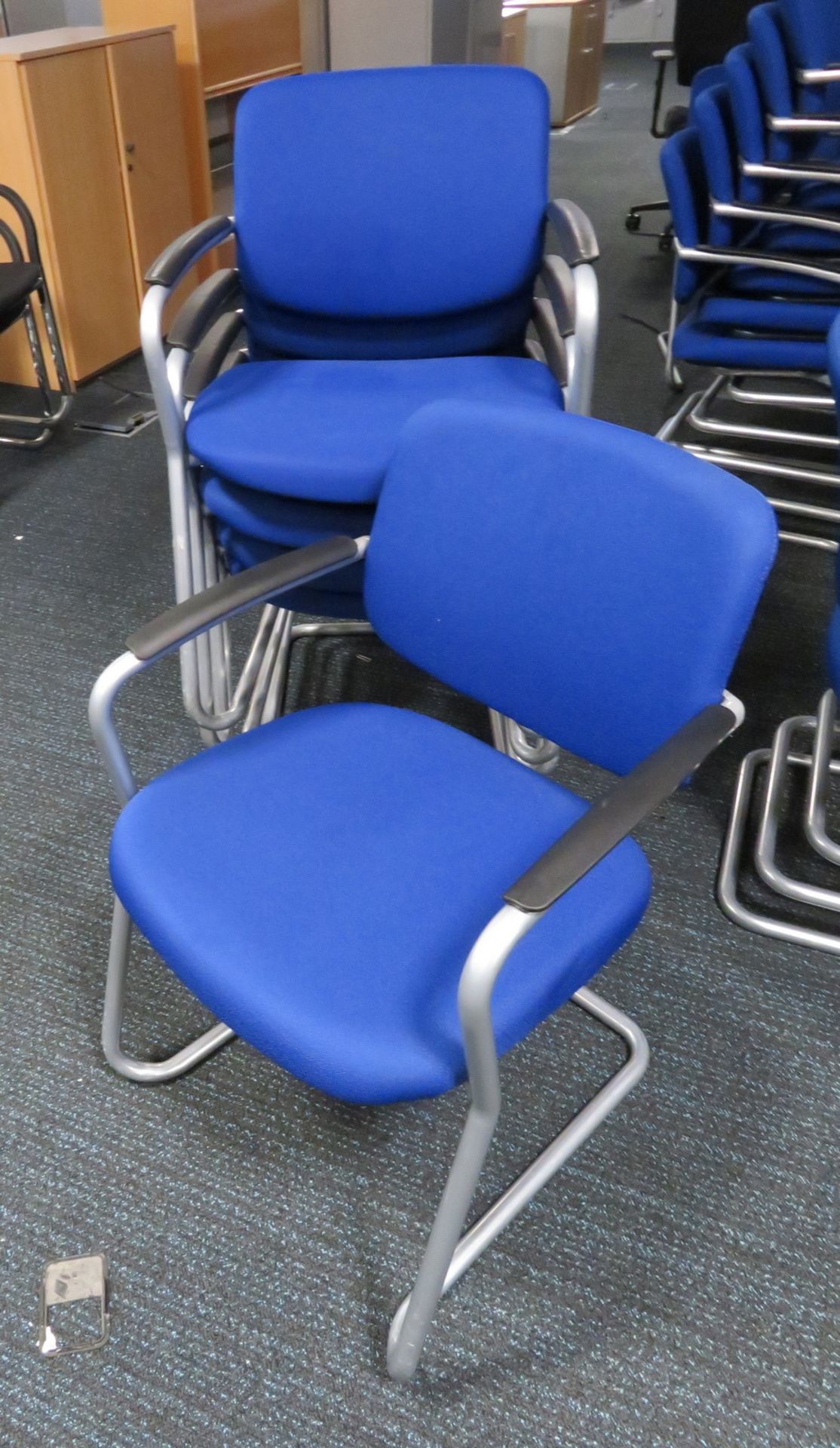 5x Blue Padded Office Chairs.