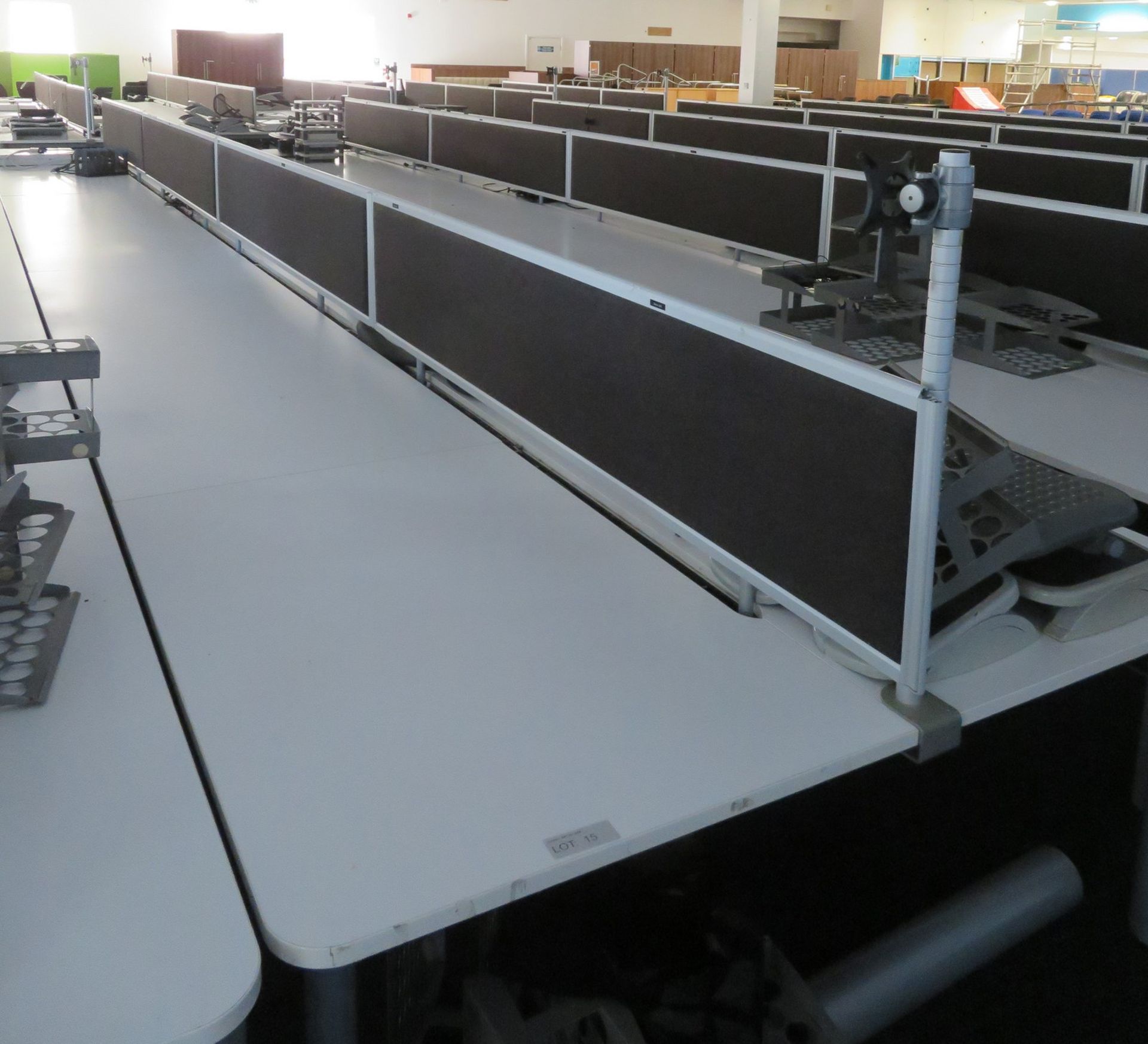 Bank Of Desks Seating 14. Dimensions: 9107x1800x745mm. (LxDxH)