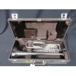 Boosey & Hawkes Besson 700 London tenor fanfare trumpet with case. Serial number: 707-721126.