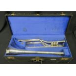 Boosey & Hawkes Imperial Besson bass fanfare trumpet with case. Serial number: 708-670089.