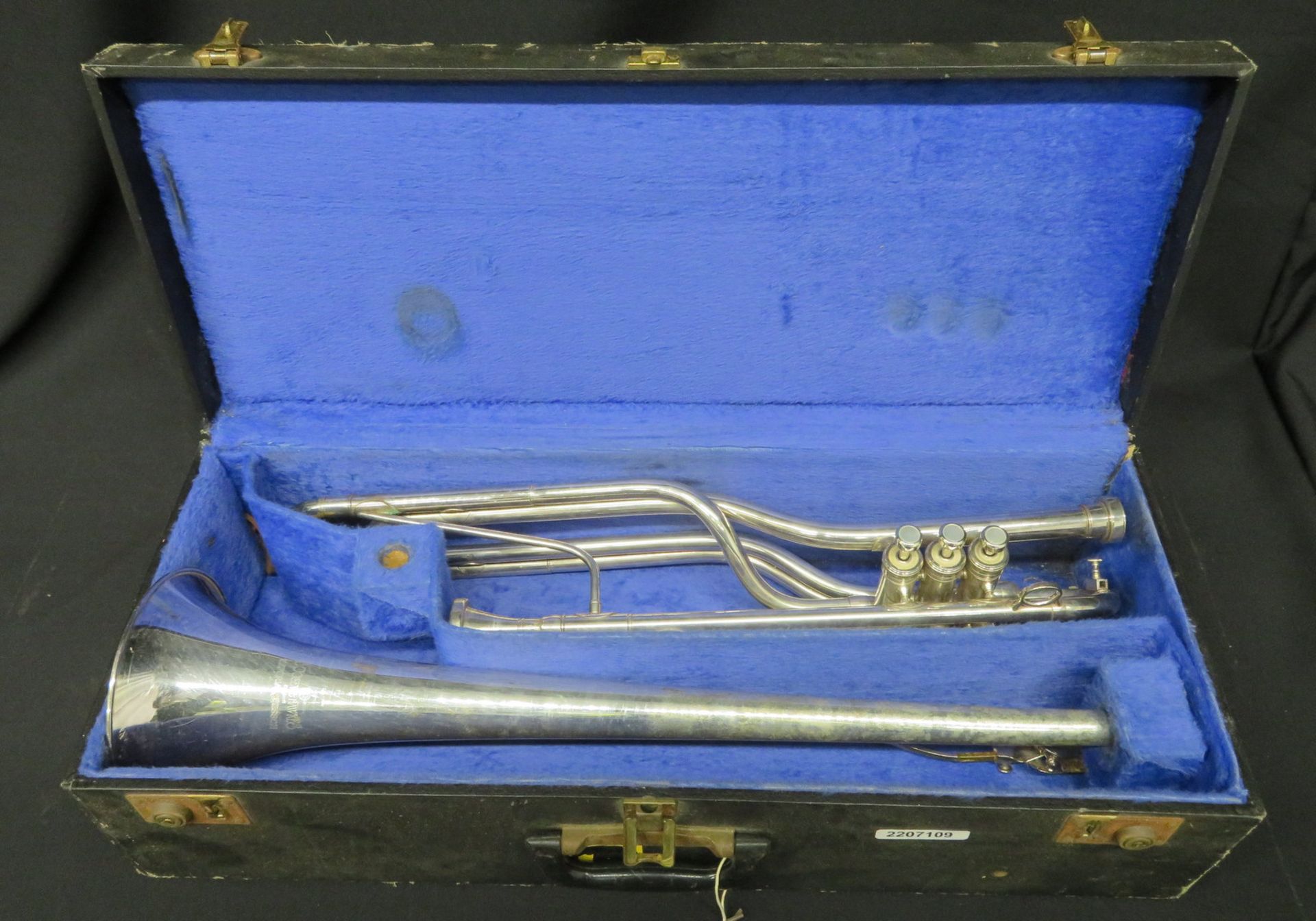 Boosey & Hawkes Imperial Besson bass fanfare trumpet with case. Serial number: 708-670089.